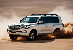 A Land Cruiser showcases its performance, and design during exhilarating desert dune bashing.
